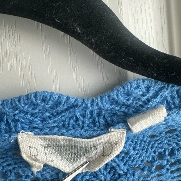 Blue Knit Women's Cardigan with Tie Front - Picture 5 of 6